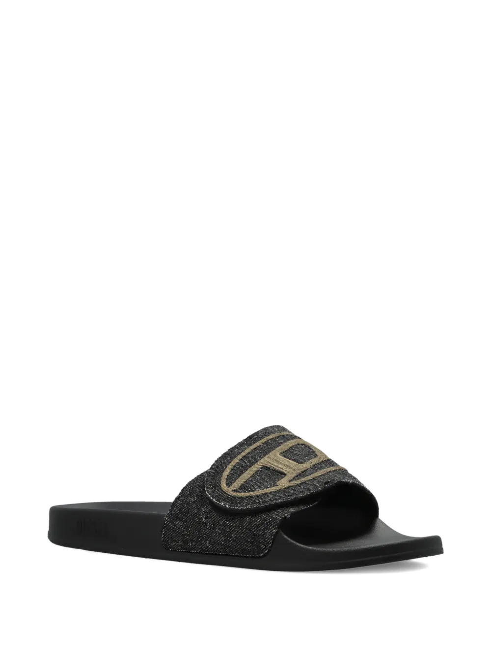 Diesel SA-Bloop Strap slippers met logo Zwart