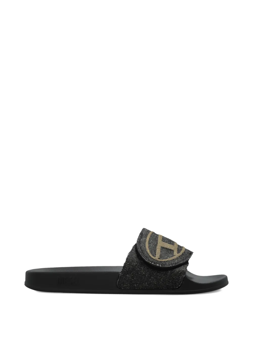 Diesel SA-Bloop Strap slippers met logo Zwart