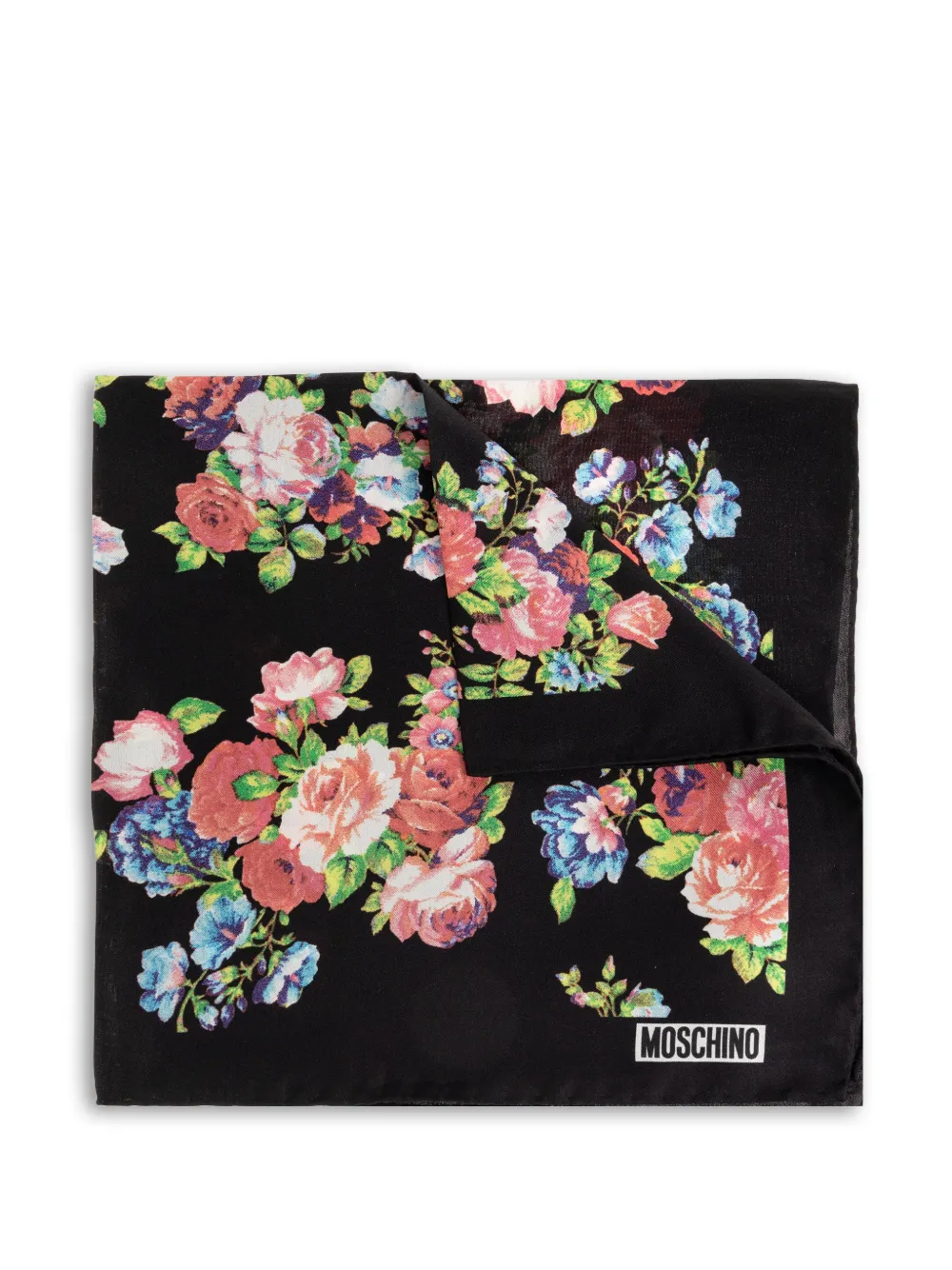 Moschino floral silk pocket square - Schwarz