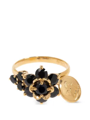 Dolce & Gabbana 18K Yellow Gold Sicily Sapphire Ring | Black