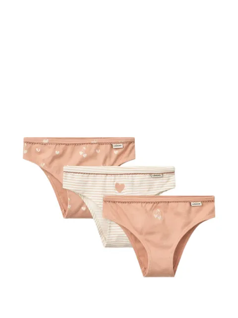 Liewood heart-print striped briefs set of three