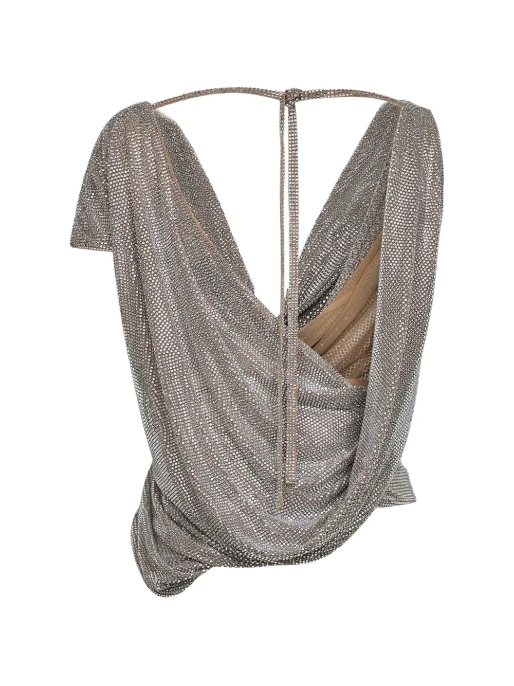  Giuseppe Di Morabito Draped Crystal Embellished Top - Silver 