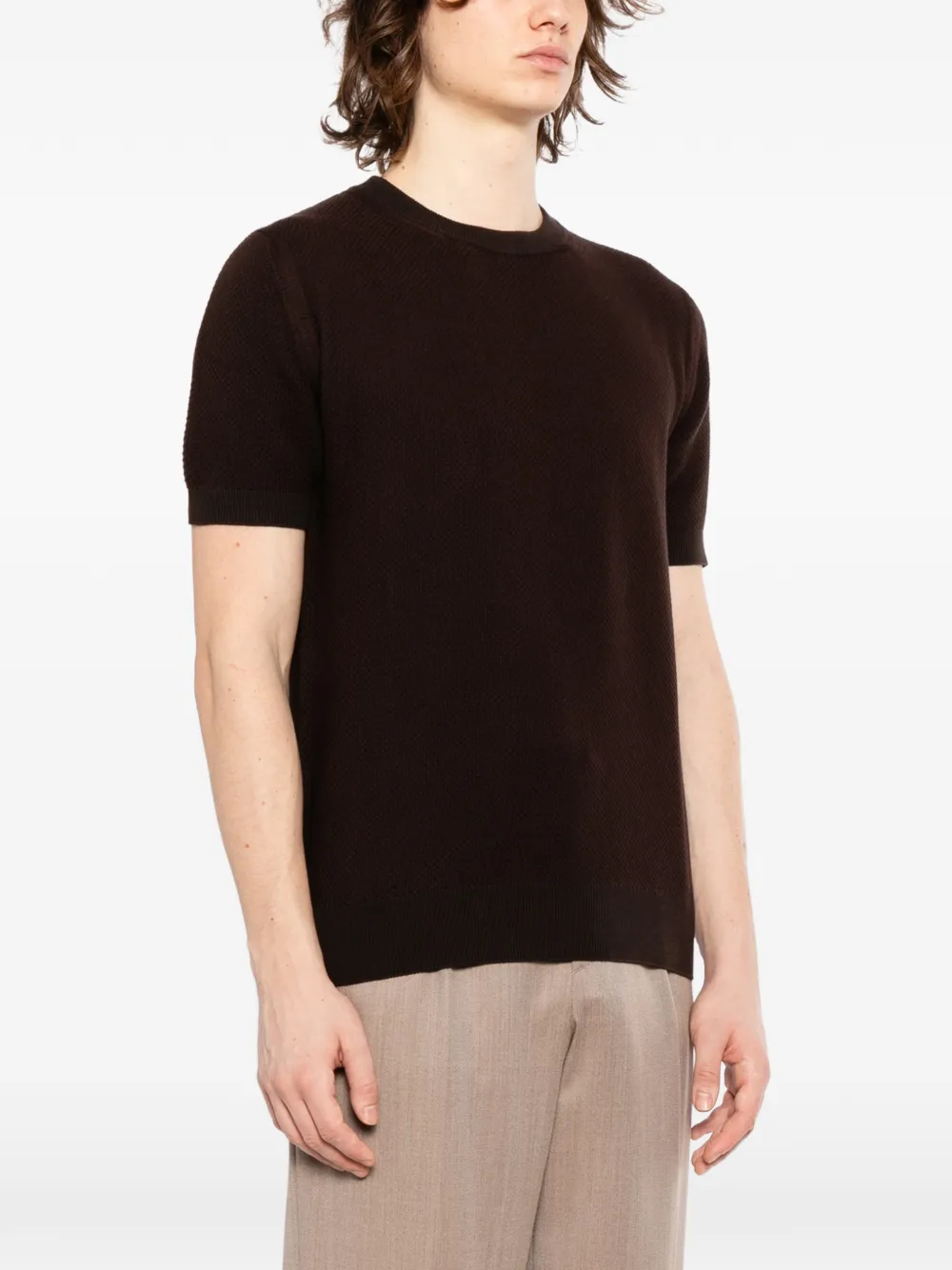 Canali Top met textuur Bruin