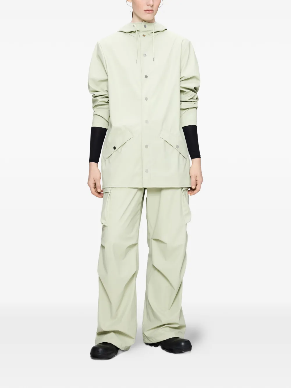  Rains Buttoned Hooded Jacket - Neutrals 