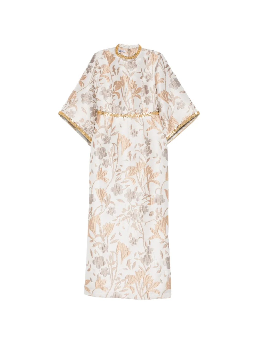 Baruni Mira floral-jacquard embellished maxi dress - White