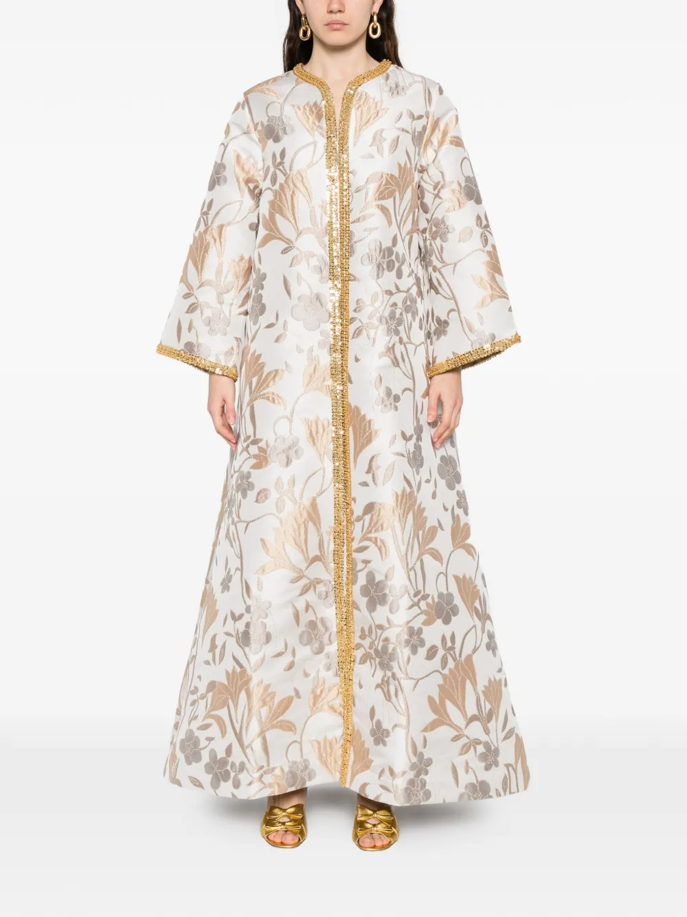  Baruni Aziza Floral-jacquard Maxi Dress - White 