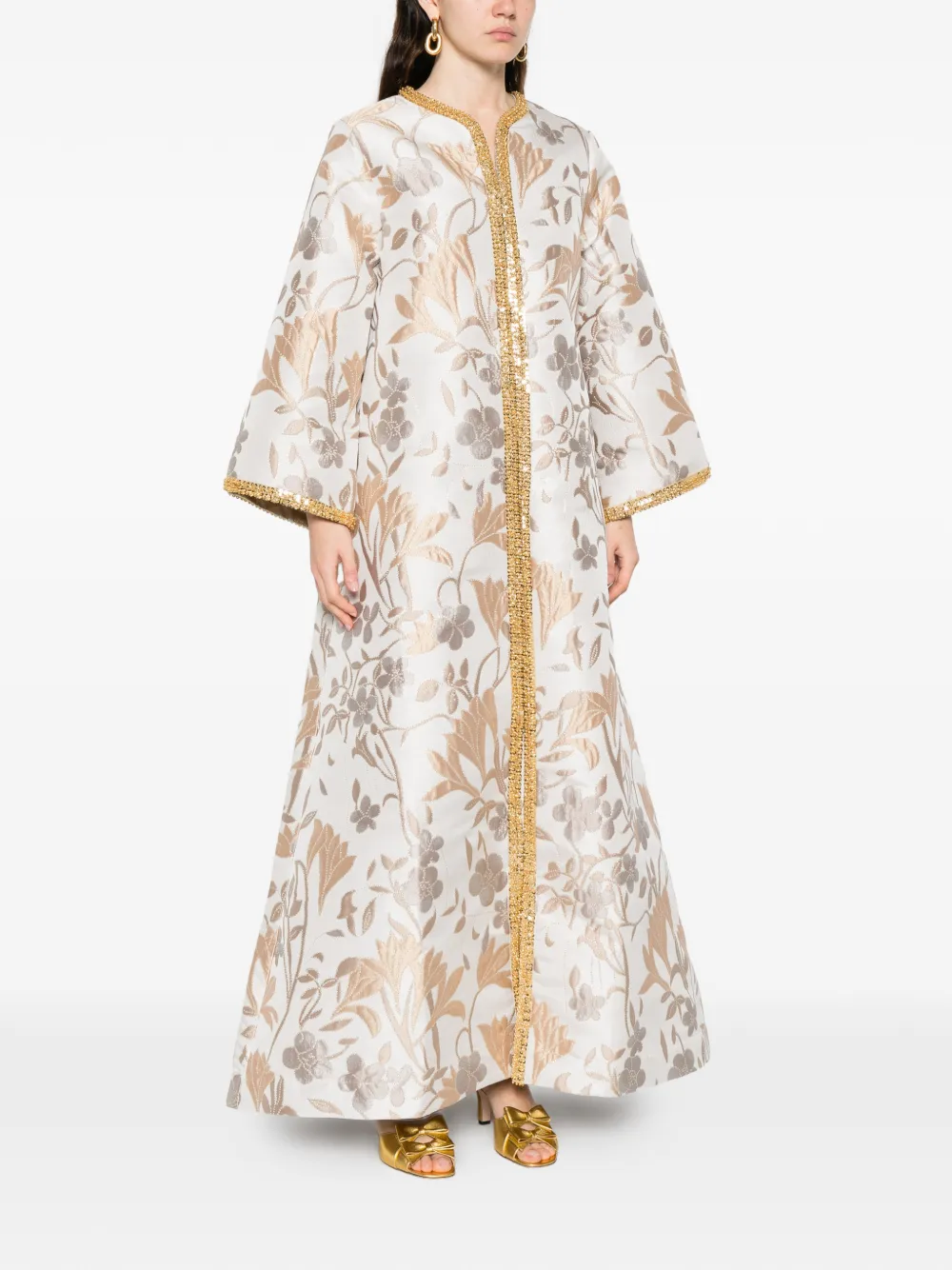  Baruni Aziza Floral-jacquard Maxi Dress - White 