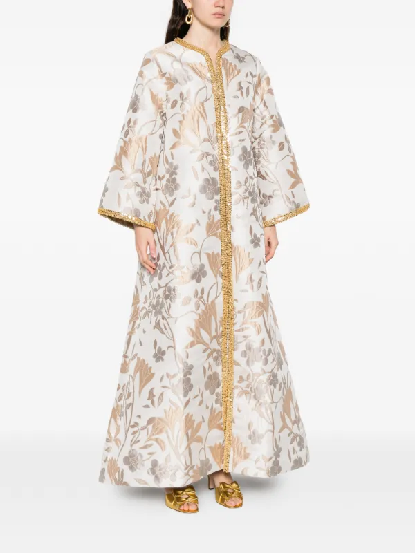Baruni Aziza Floral-jacquard Maxi Dress - White Baruni Aziza Floral-jacquard Maxi Dress - White