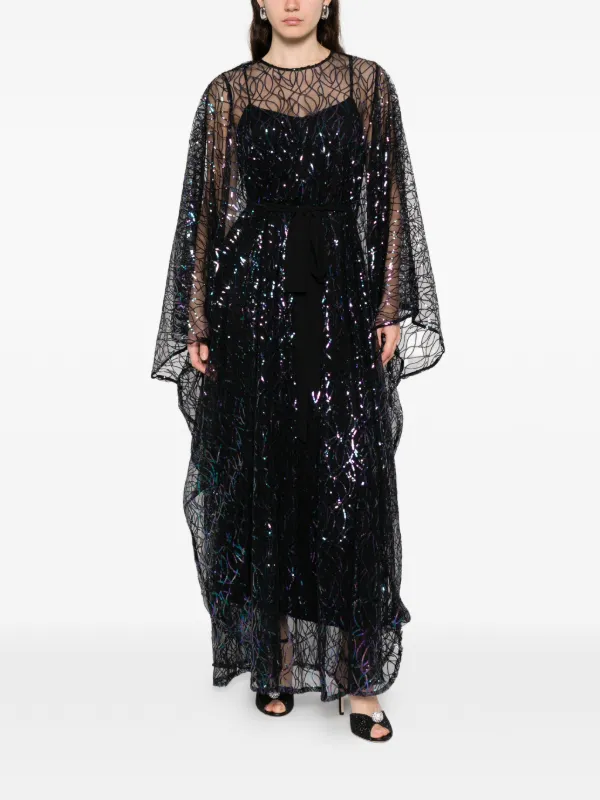Baruni Habiba Sequinned Kaftan - Black