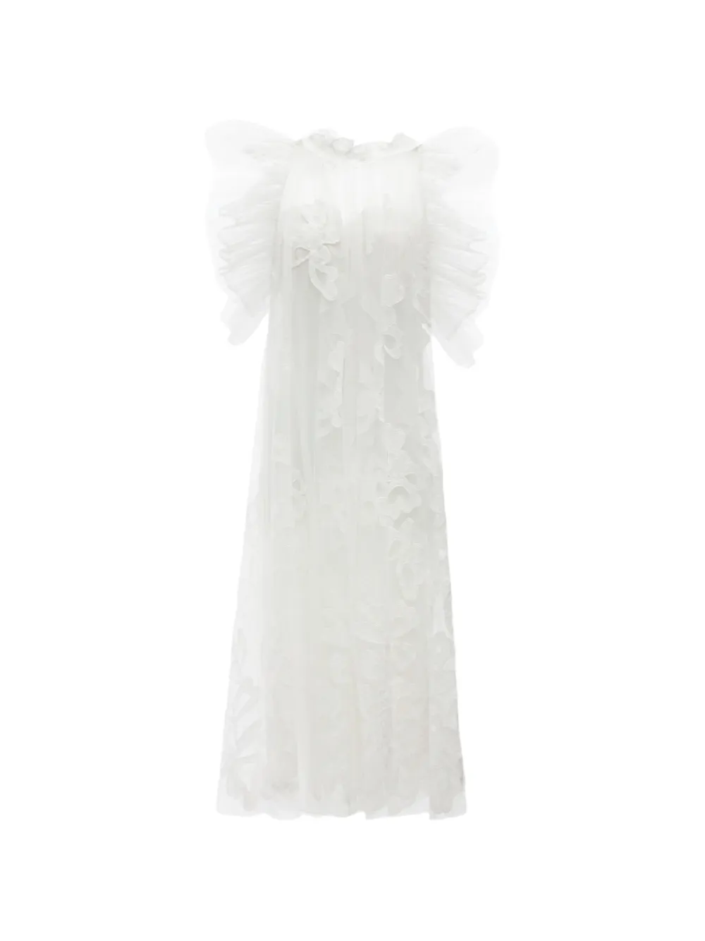 Gemy Maalouf Abito midi svasato con ricamo - Bianco