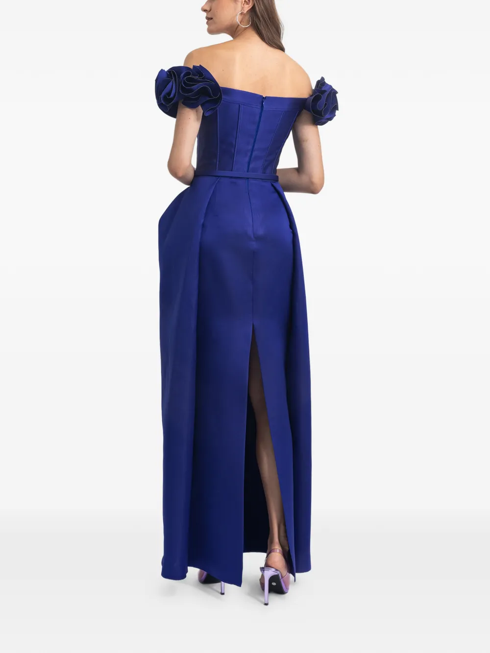 Gemy Maalouf Maxi-jurk met ruches en structuur Blauw
