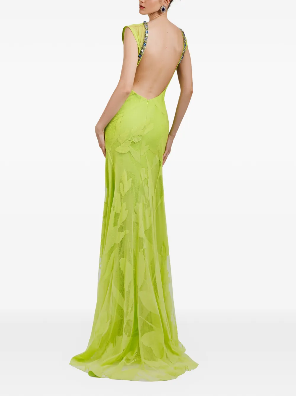 Gemy Maalouf Kanten maxi-jurk met patroon Groen