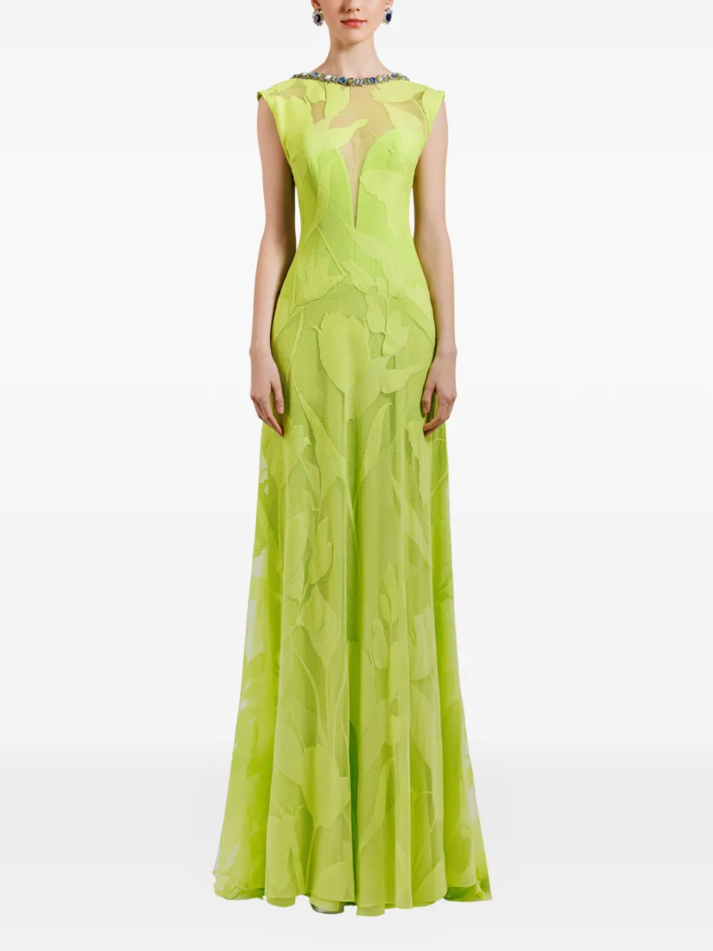 Gemy Maalouf Kanten maxi-jurk met patroon Groen