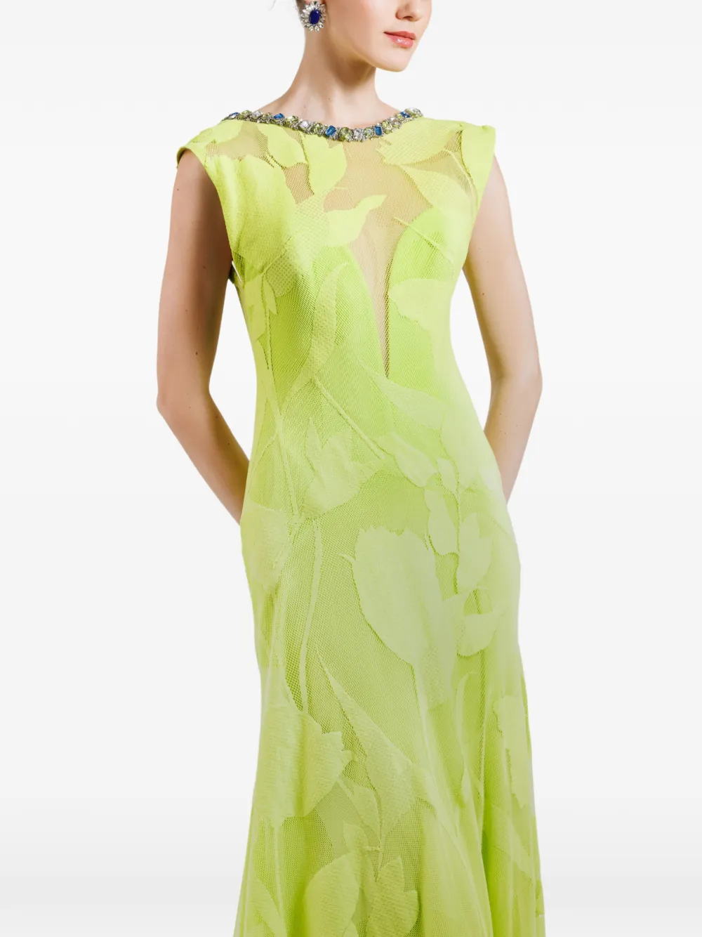 Gemy Maalouf Kanten maxi-jurk met patroon Groen