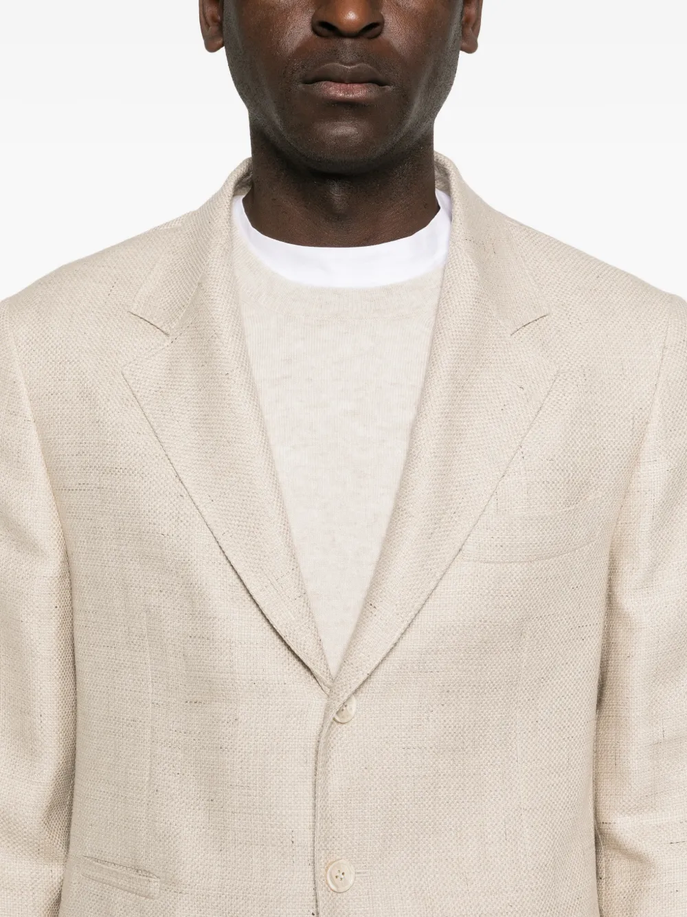 Buttoned Flap-Pocket Blazer