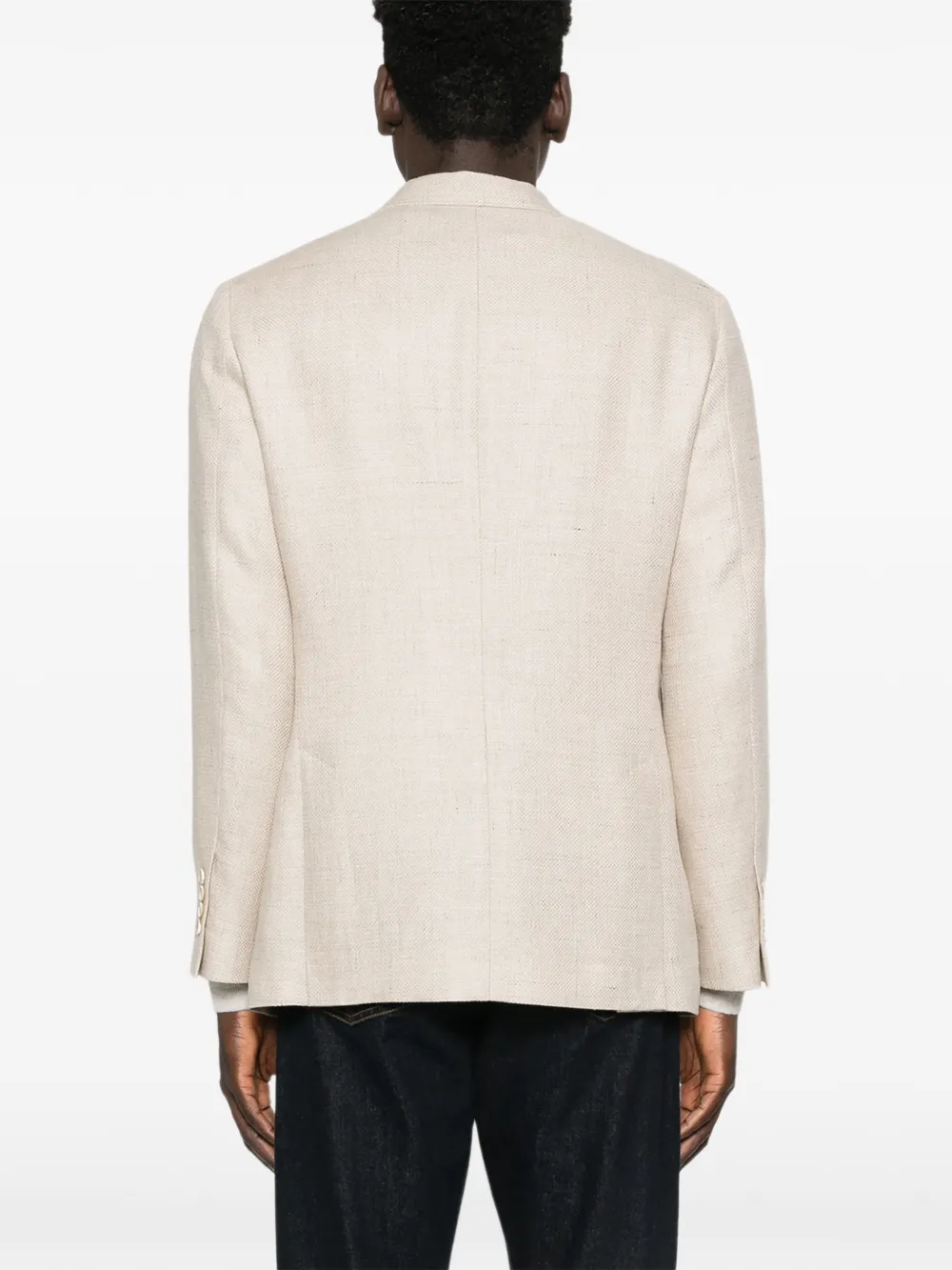 Buttoned Flap-Pocket Blazer