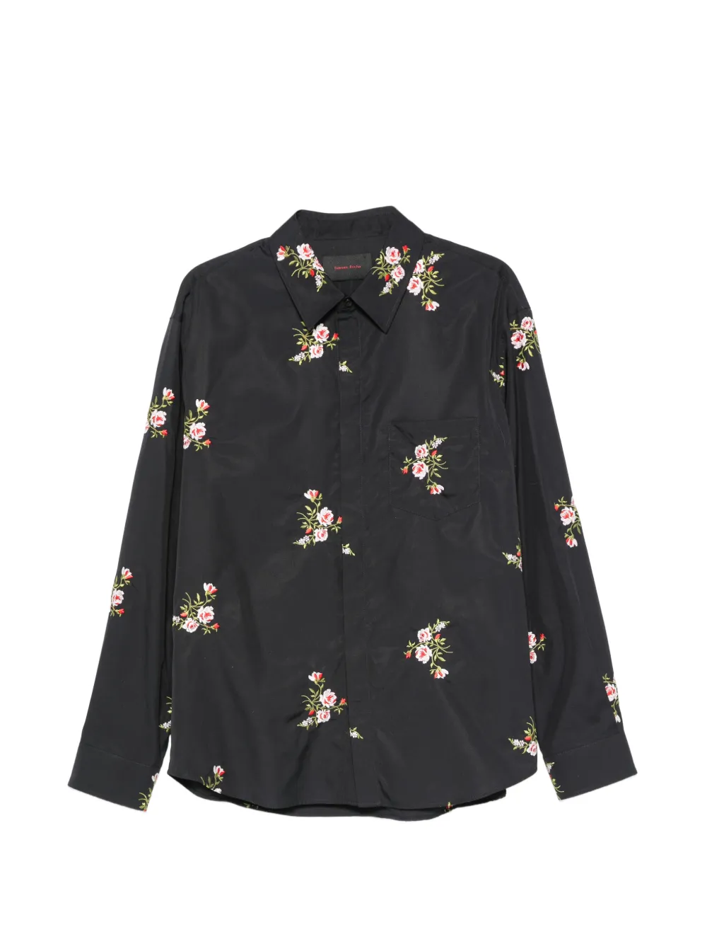 Simone Rocha floral-embroidered concealed-button shirt - Nero