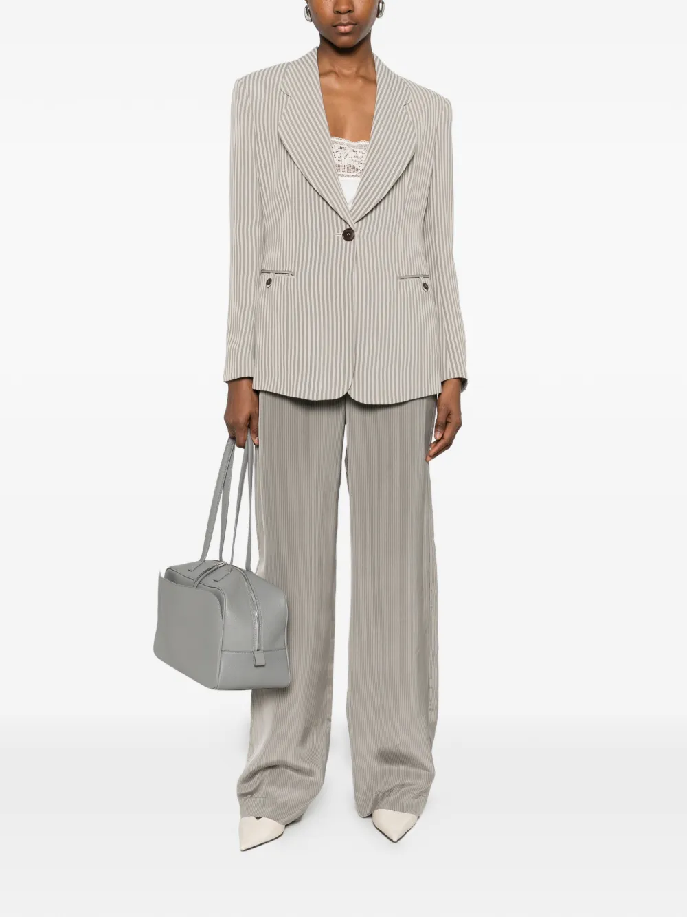 Emporio Armani Gestreepte blazer Beige