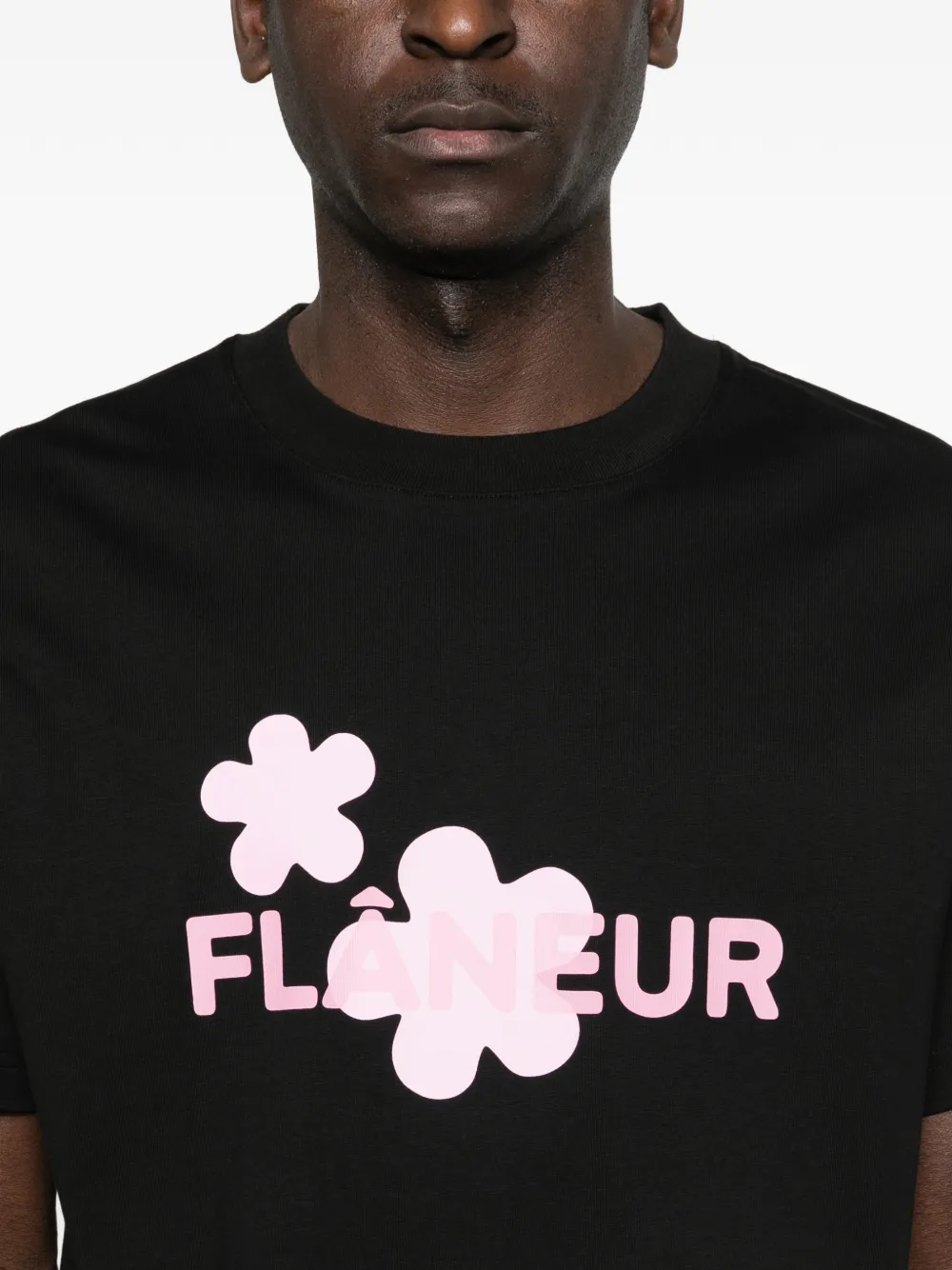 FLÂNEUR Organic Flower T-shirt Zwart