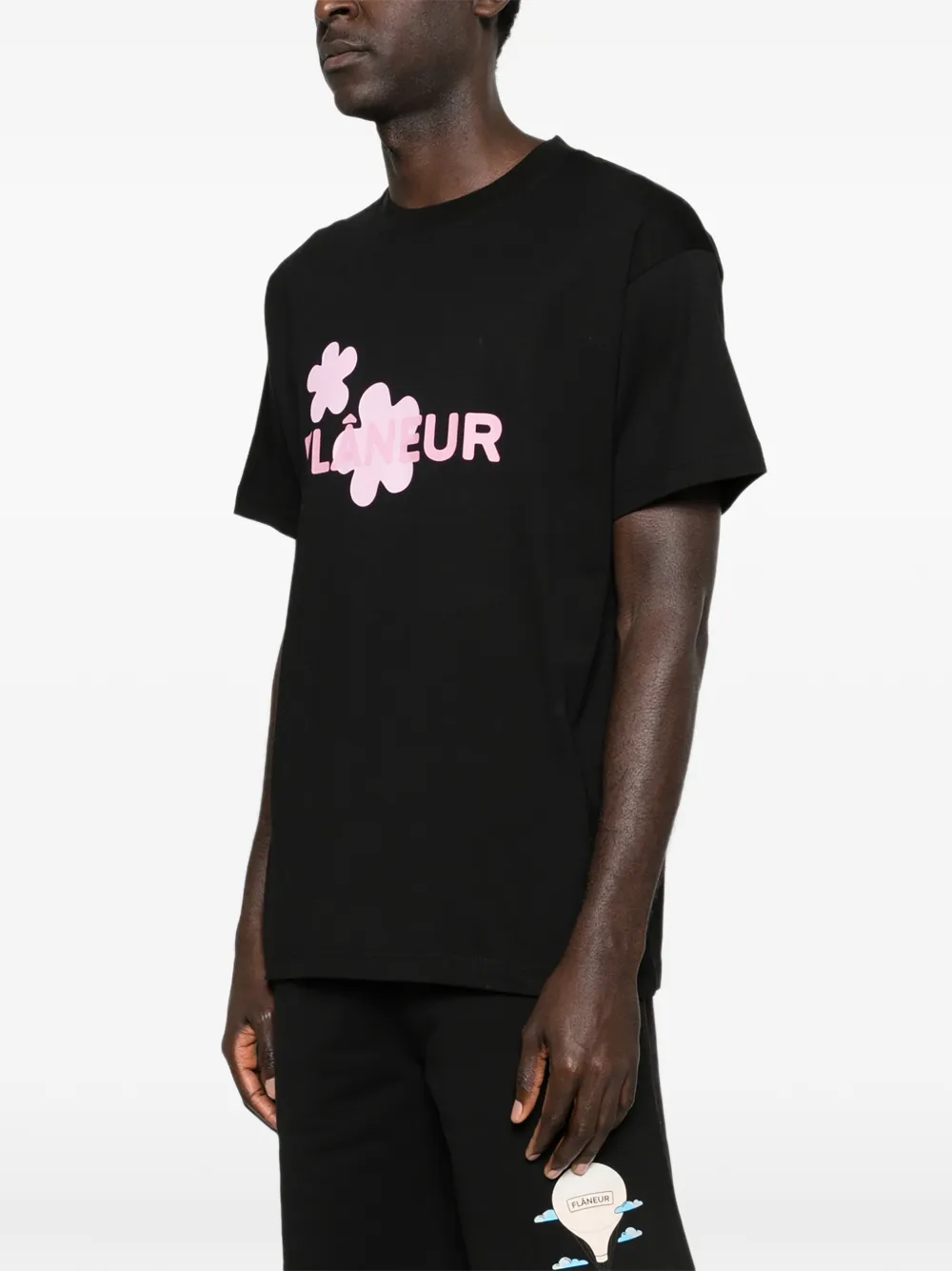 FLÂNEUR Organic Flower T-shirt Zwart