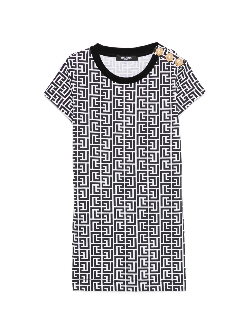 Balmain Kids button-embellished print T-shirt - Bianco