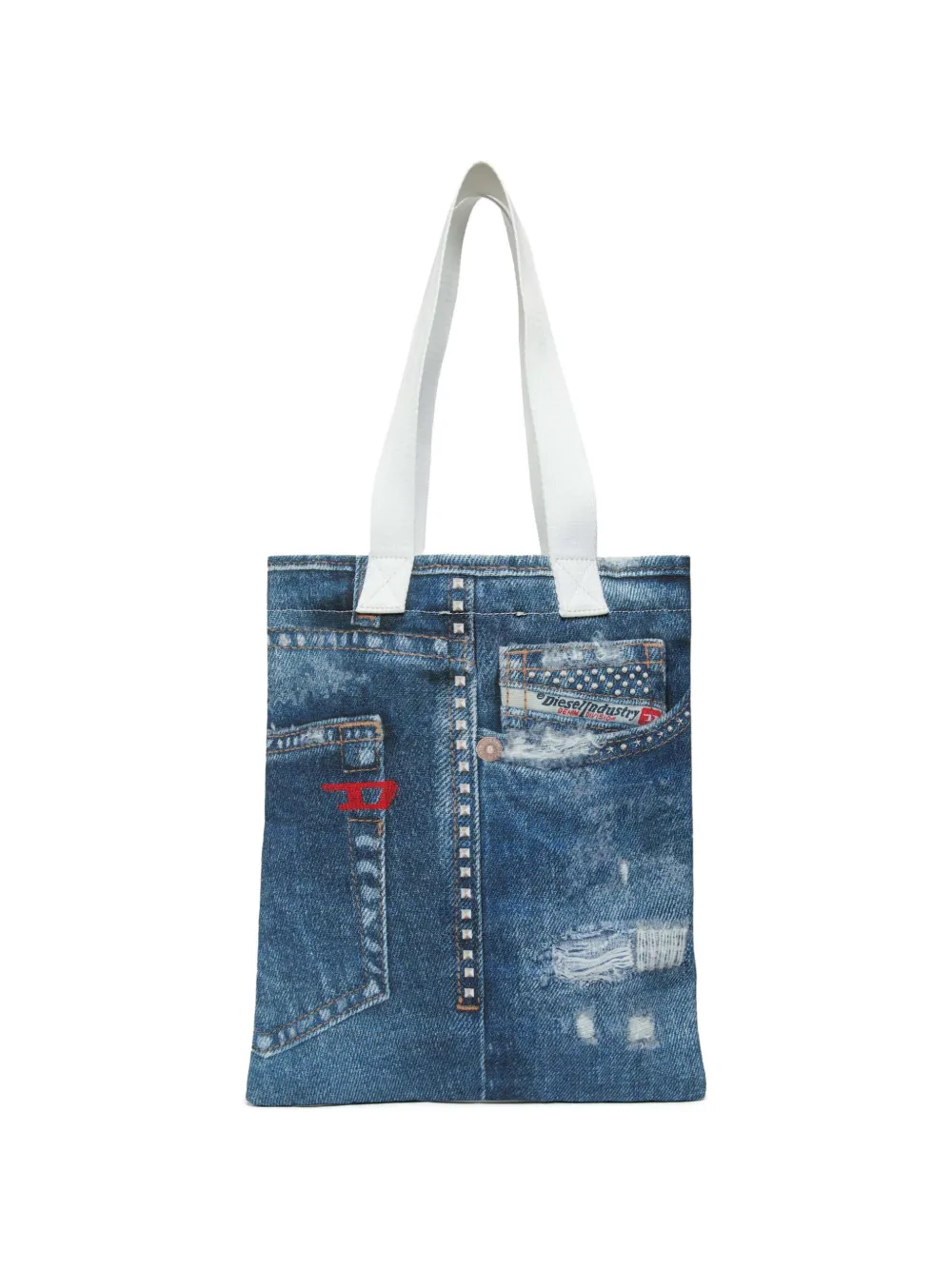  Diesel Kids Denim-efffect Tote Bag - Blue 