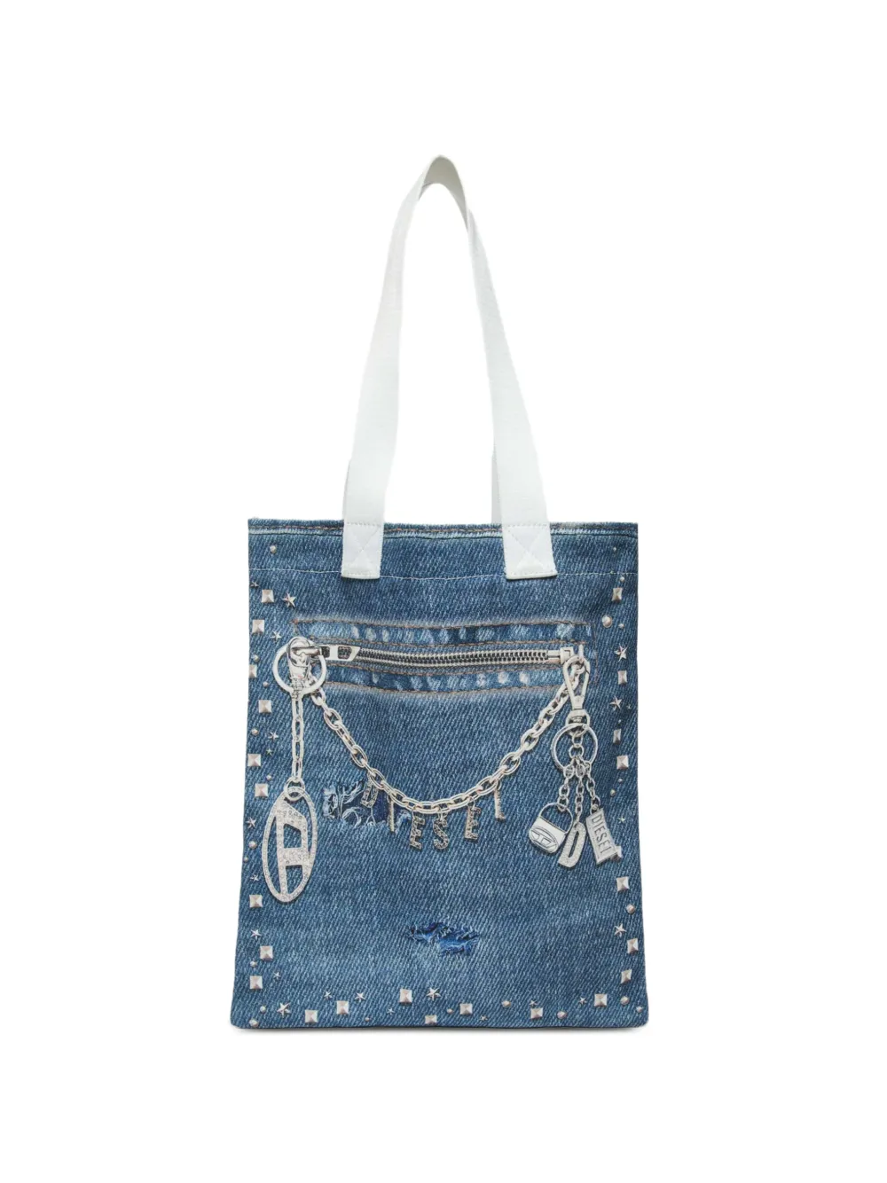 Diesel Kids denim-efffect tote bag - Blu