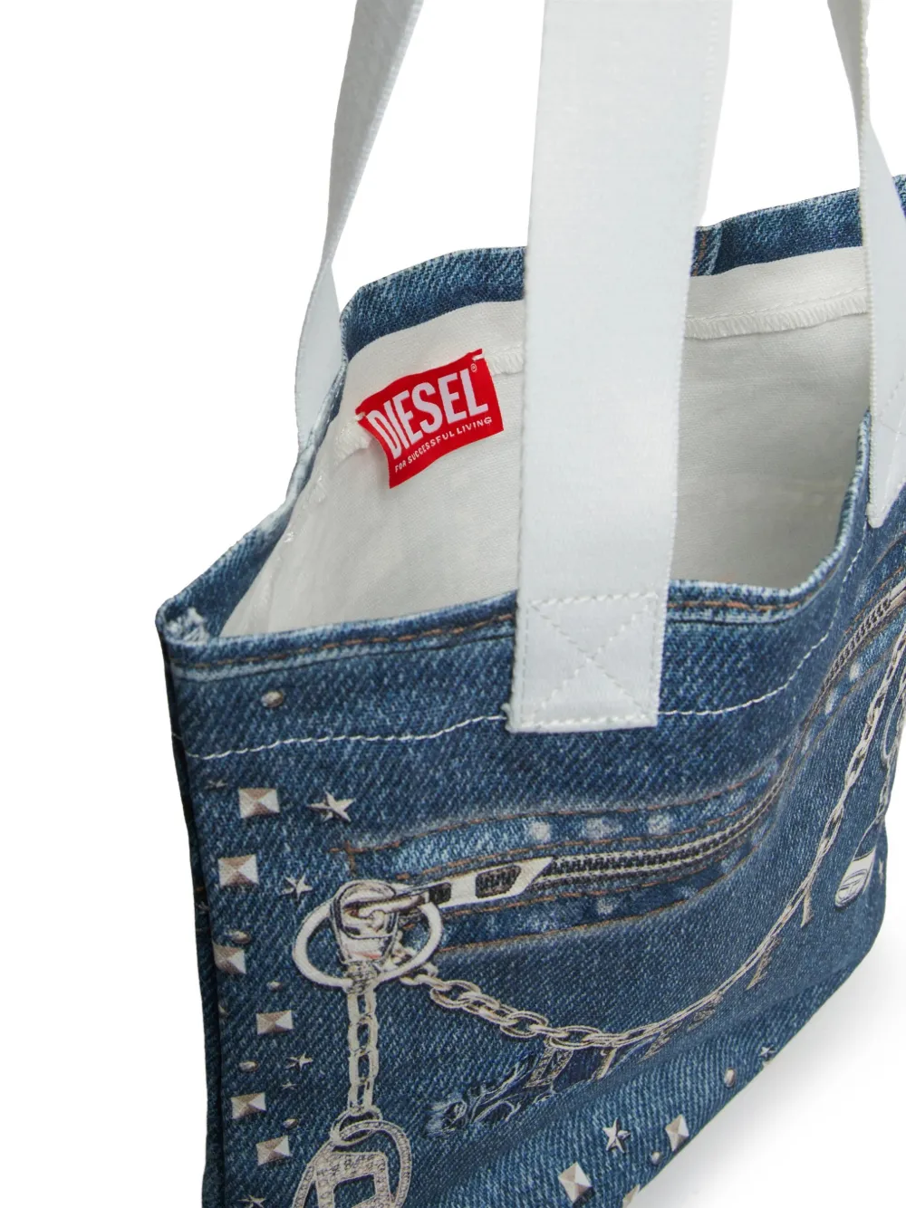  Diesel Kids Denim-efffect Tote Bag - Blue 