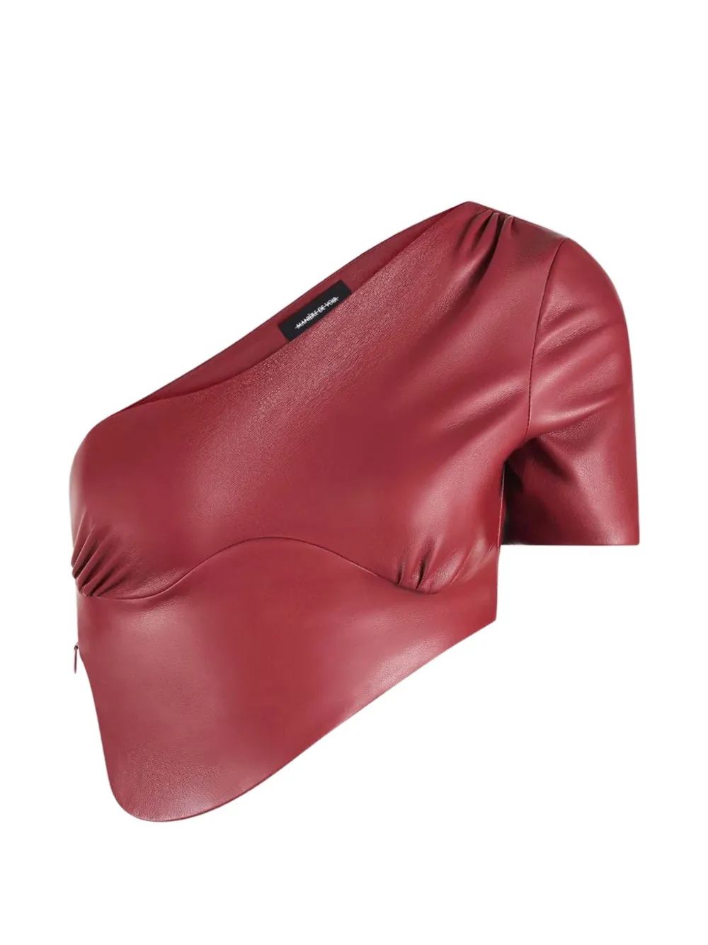 Manière De Voir curved hem leather crop top - Rosso
