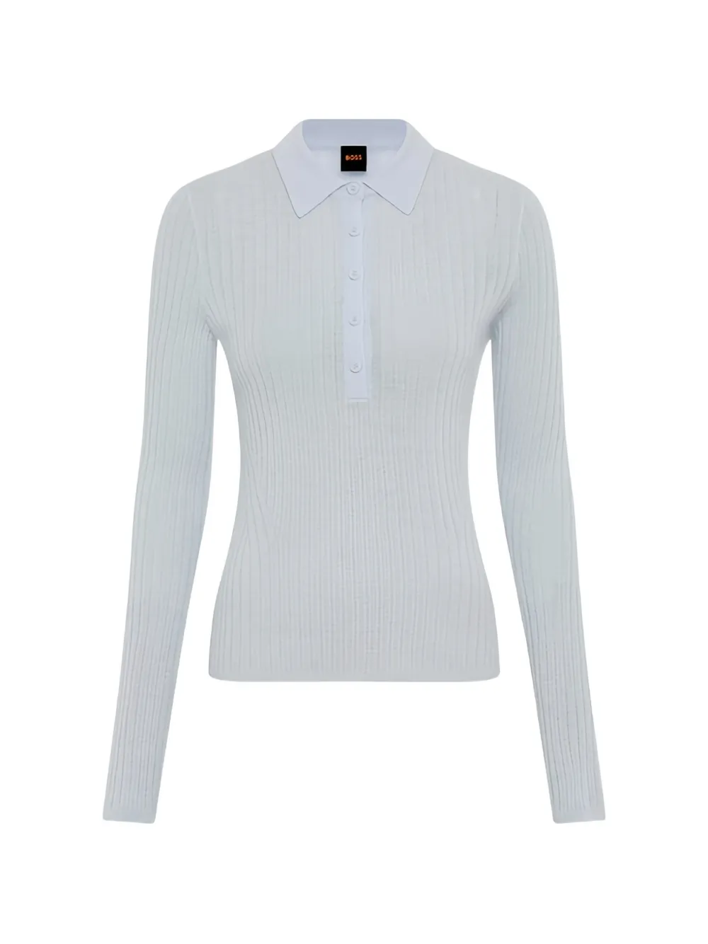 BOSS ribbed-knit polo top - Blu