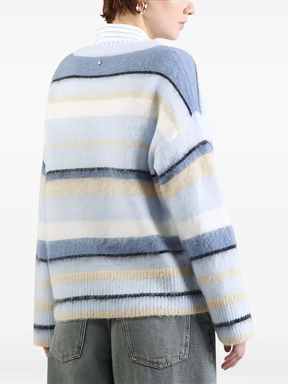 BOSS C_Fosset gestreepte trui met ronde hals Blauw