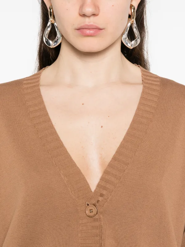 Fabiana Filippi Cardigan Com Aplicação e Botões | Marrom | FARFETCH BR