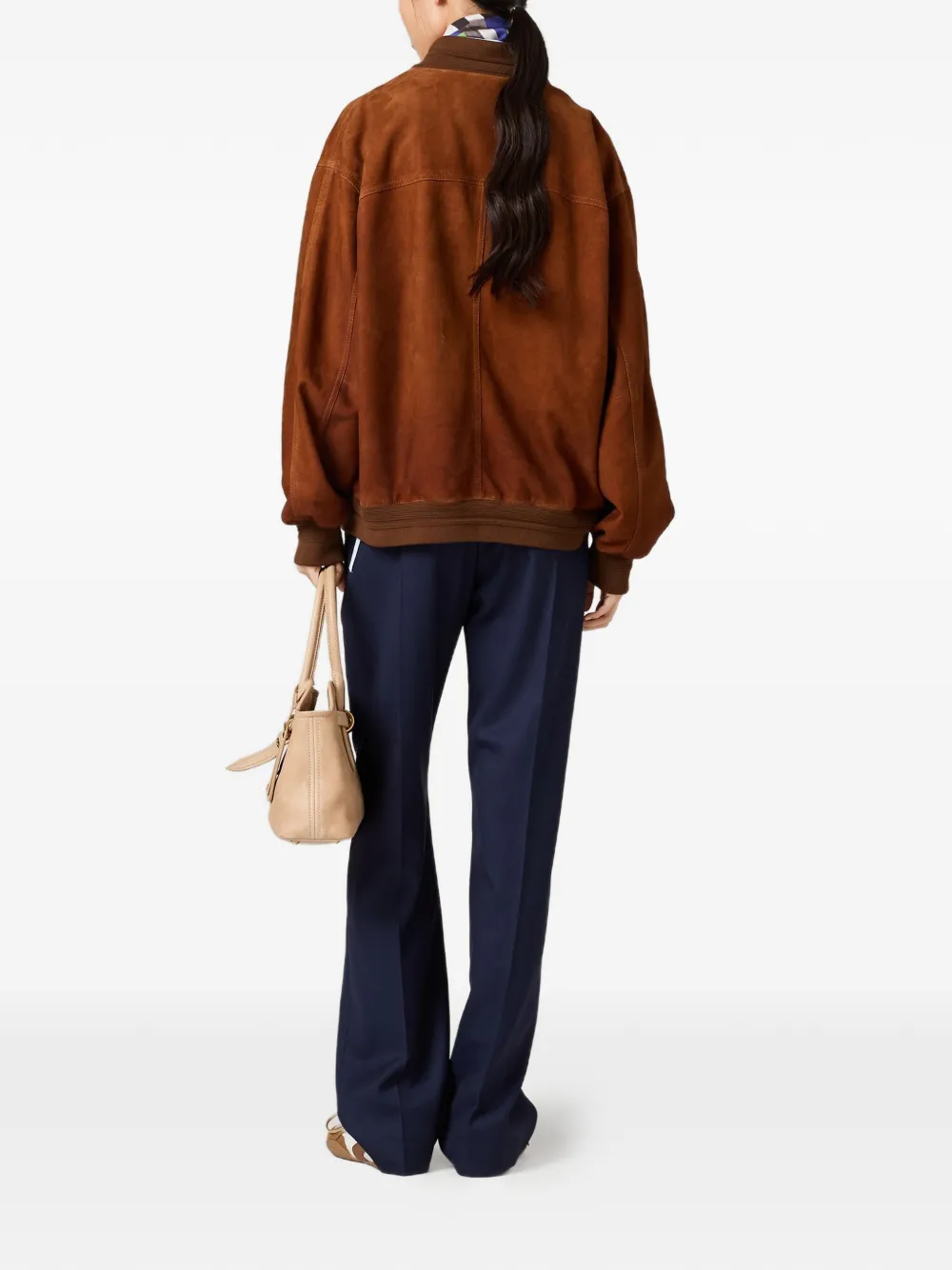Miu Suède jack met logodetail Bruin