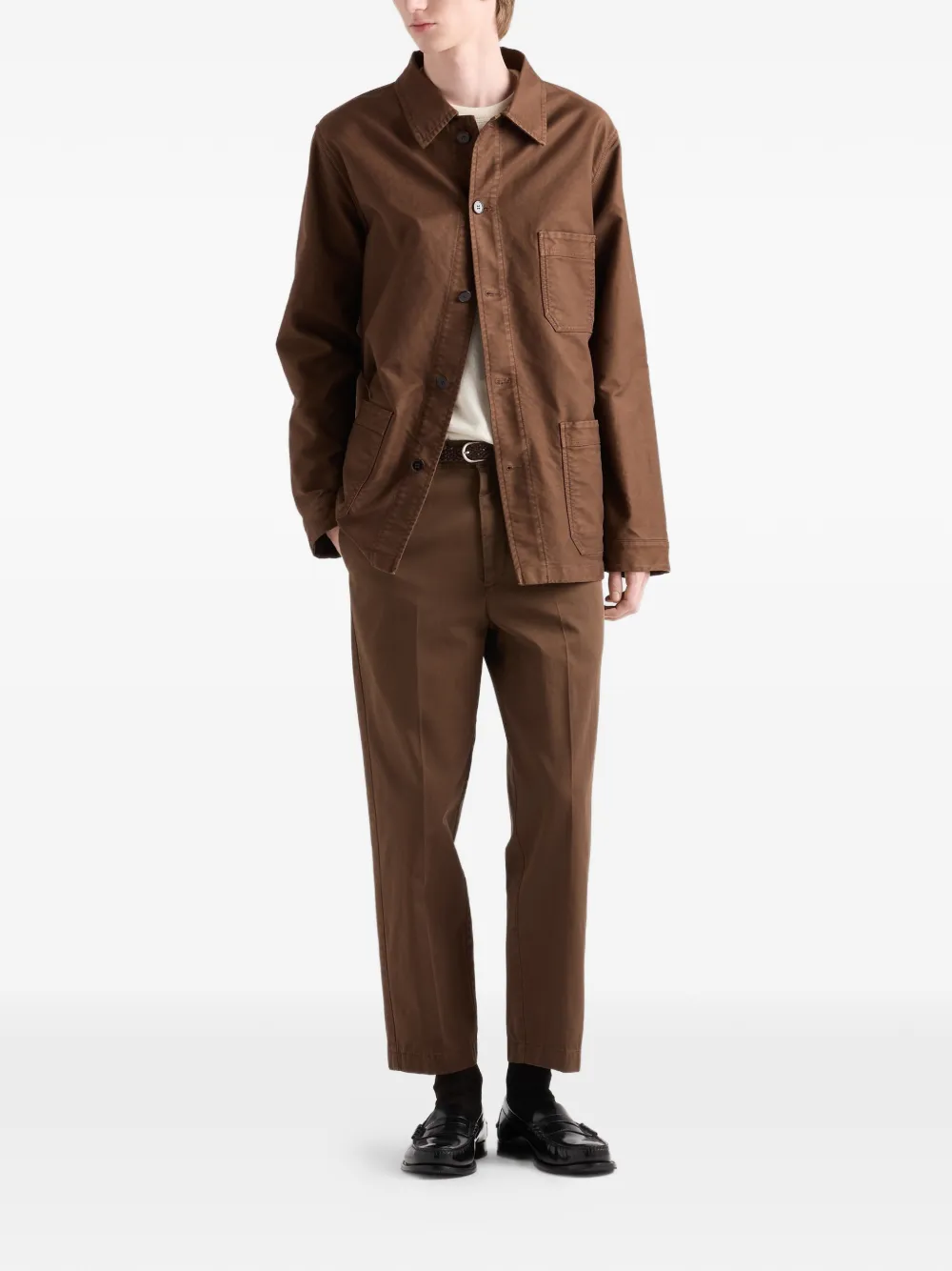 Prada 슬림 사토리얼 로고 팬츠 | 테일러드 팬츠 | Image 2