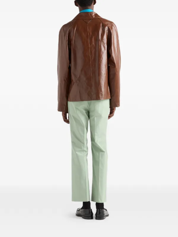 Prada vintage-look Leather Blouson Jacket | Brown | FARFETCH