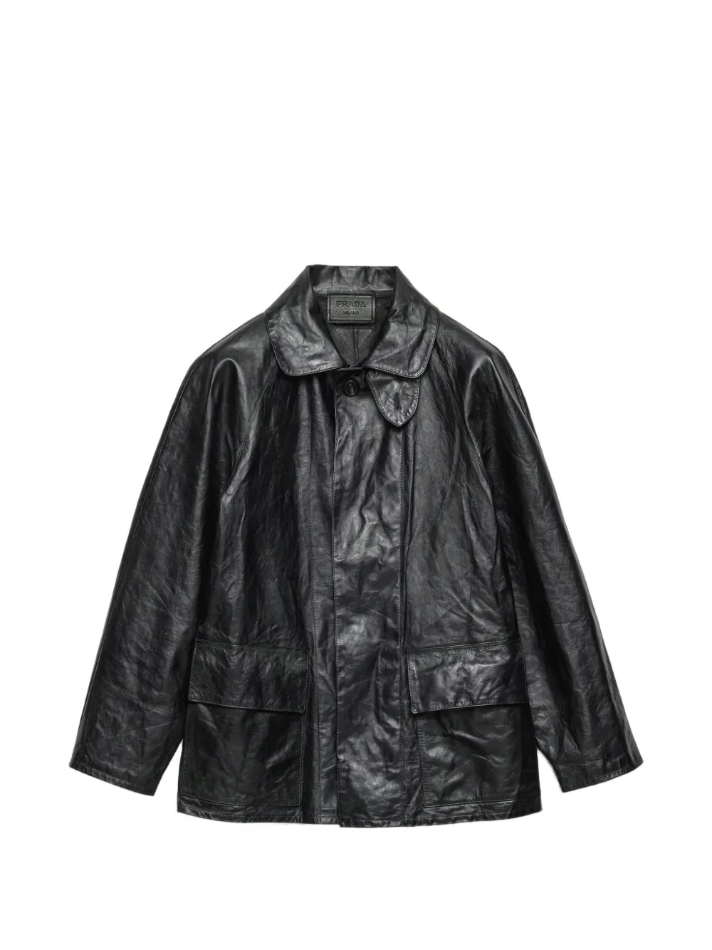 Prada raglan sleeve leather jacket - Nero