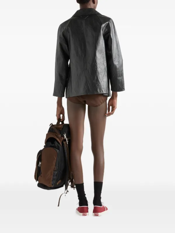 Prada Raglan Sleeve Leather Jacket | Black | FARFETCH RO
