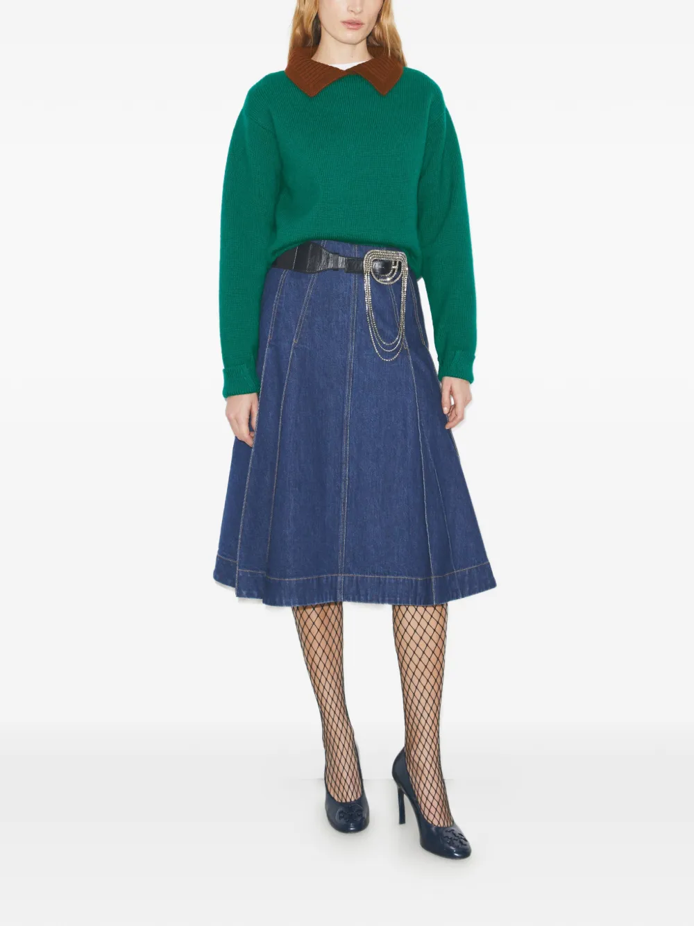  Tory Burch Pull à Col Montant - Vert 