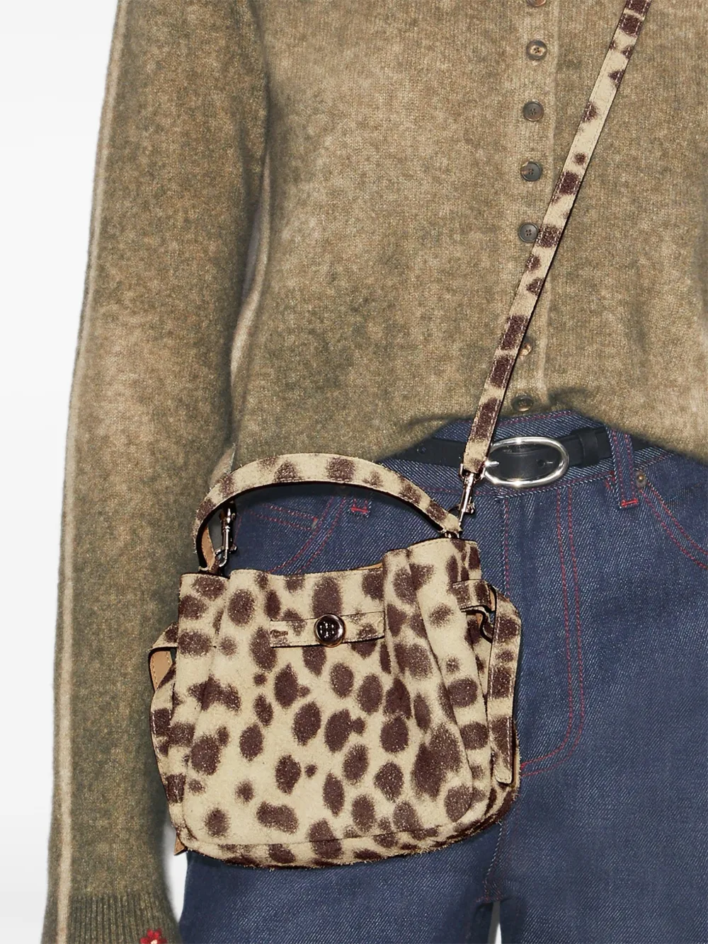  Tory Burch Romy Print Mini Bucket Bag - Neutrals 