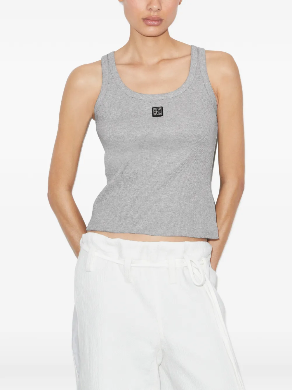 Tory Burch Katoenen tanktop met diepe ronde hals Grijs