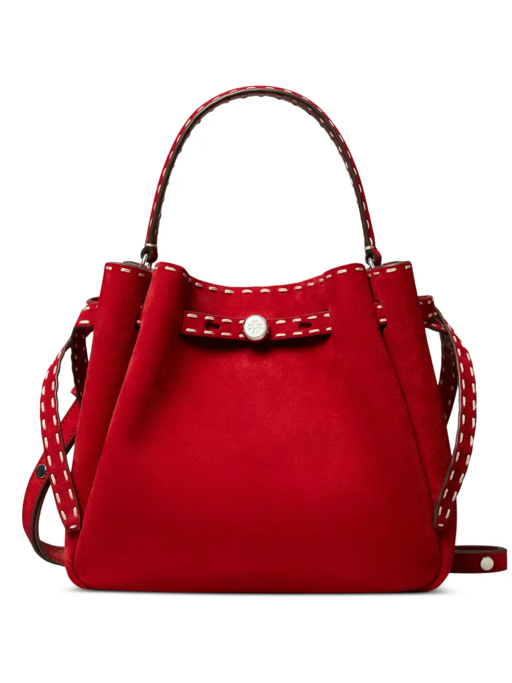 Tory Burch Romy pick stitch bucket bag - Rosso