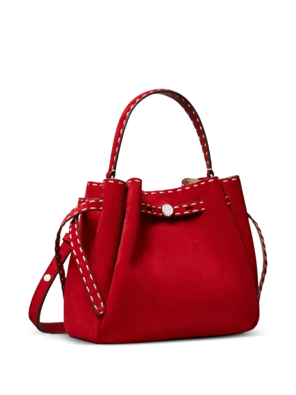 Tory Burch Small Romy Pick Stitch Bucket Bag | Red | FARFETCH AO
