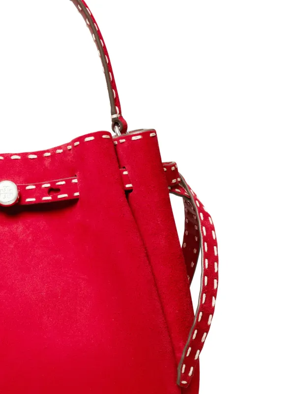 Tory Burch Small Romy Pick Stitch Bucket Bag | Red | FARFETCH