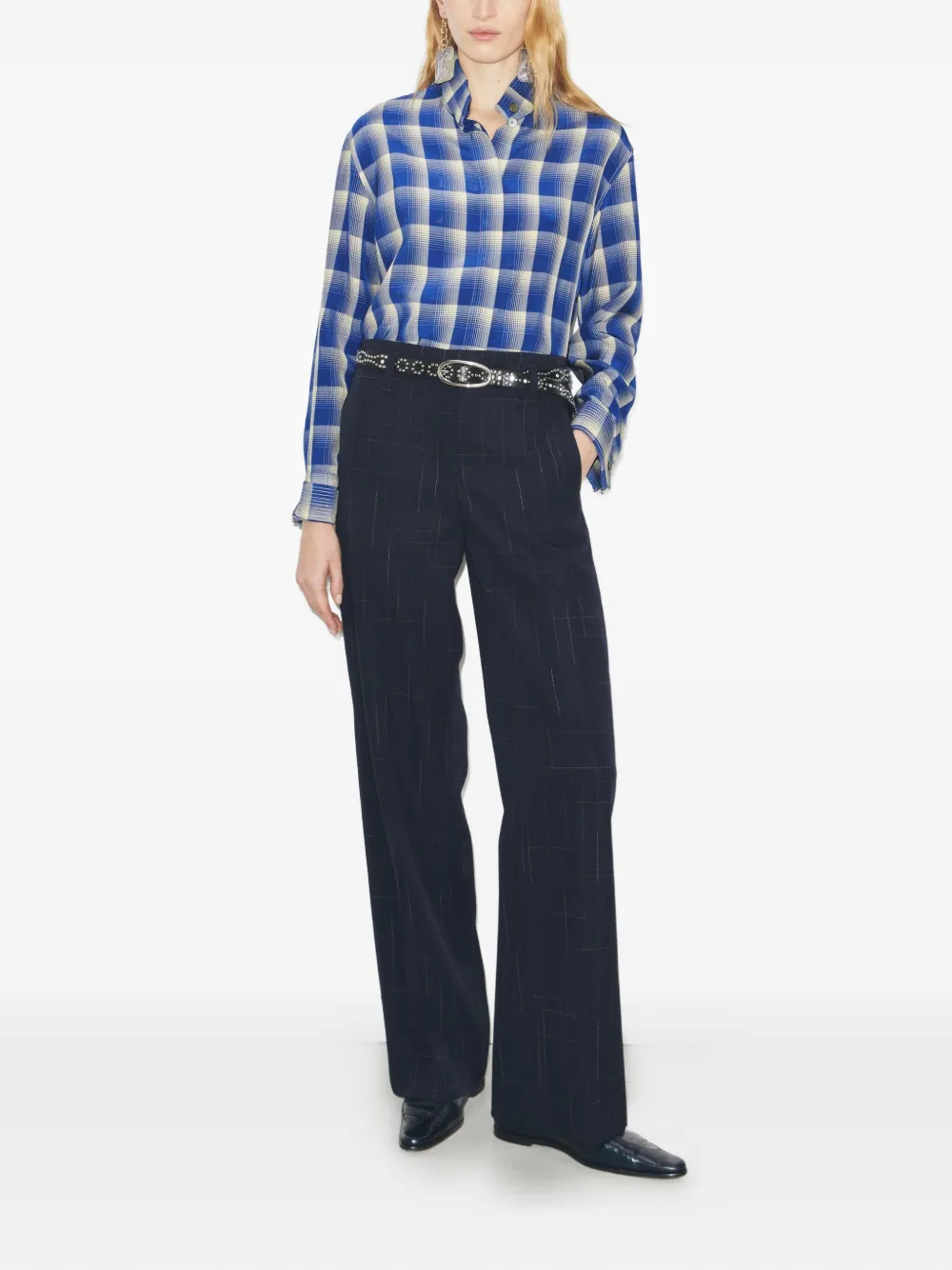  Tory Burch Plaid Shirt - Blue 