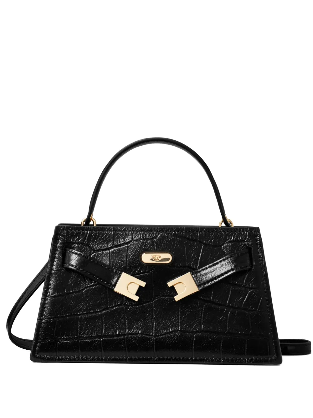 Tory Burch Lee Radziwill crocodile-embossed top handle mini bag - Nero