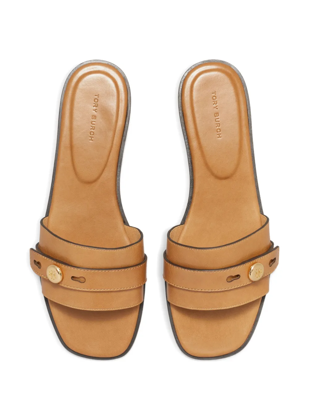 Tory Burch Romy slippers met bandje en knoop Beige