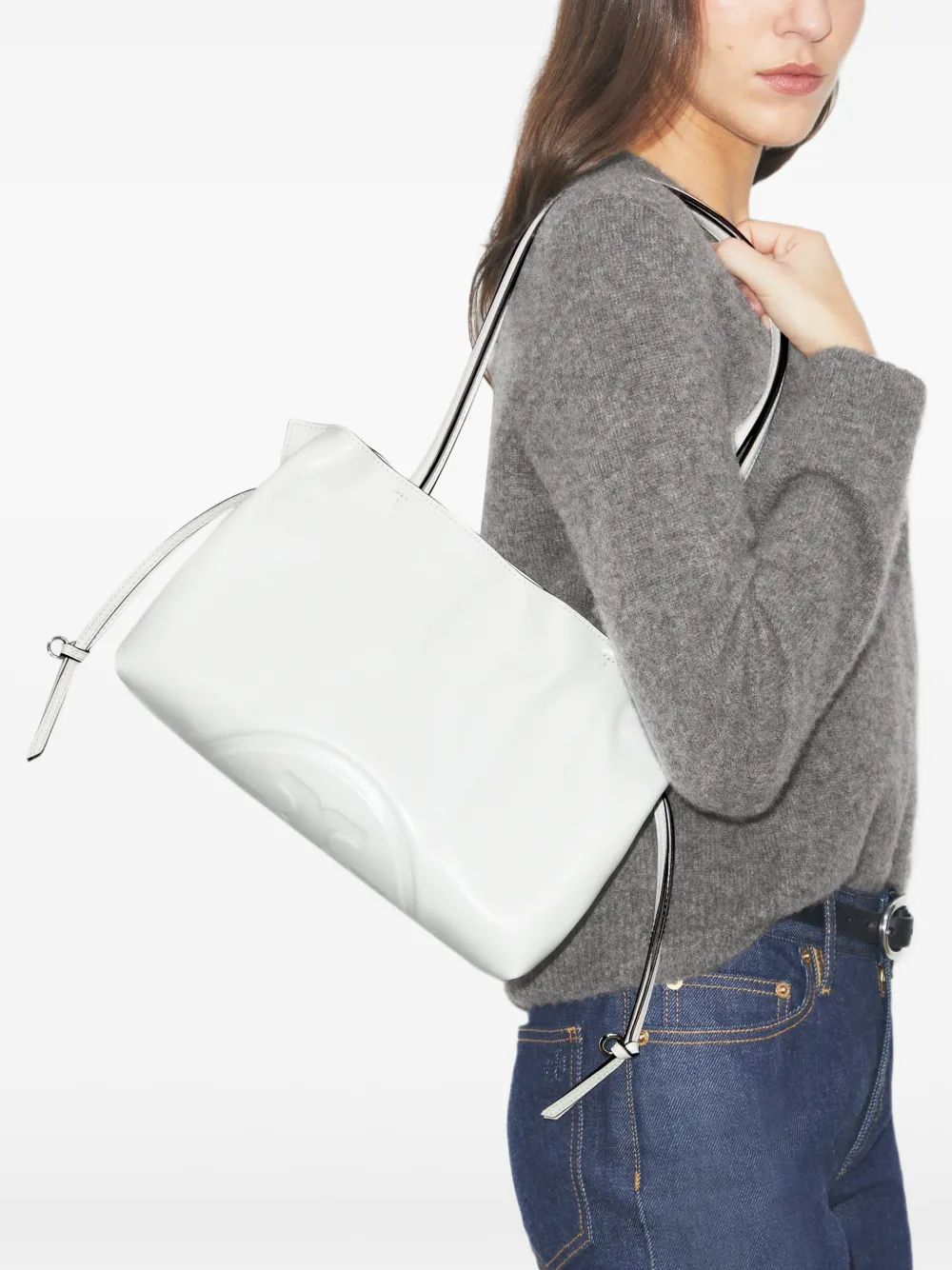 Tory Burch Kleine Ella Natuura™ shopper met trekkoord Wit