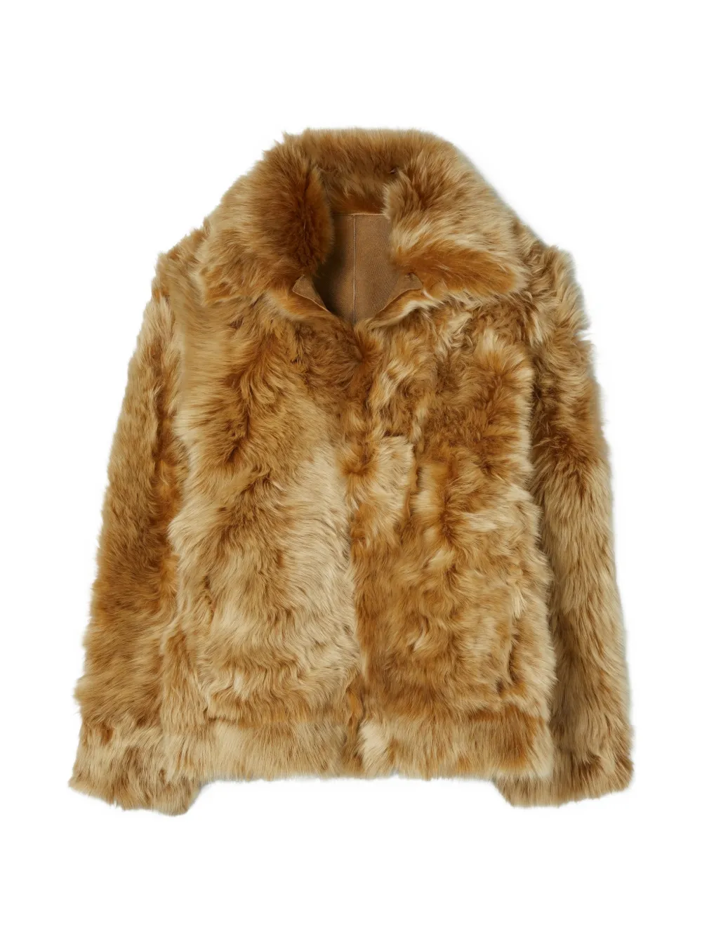 Tory Burch collar shearling jacket - Marrone
