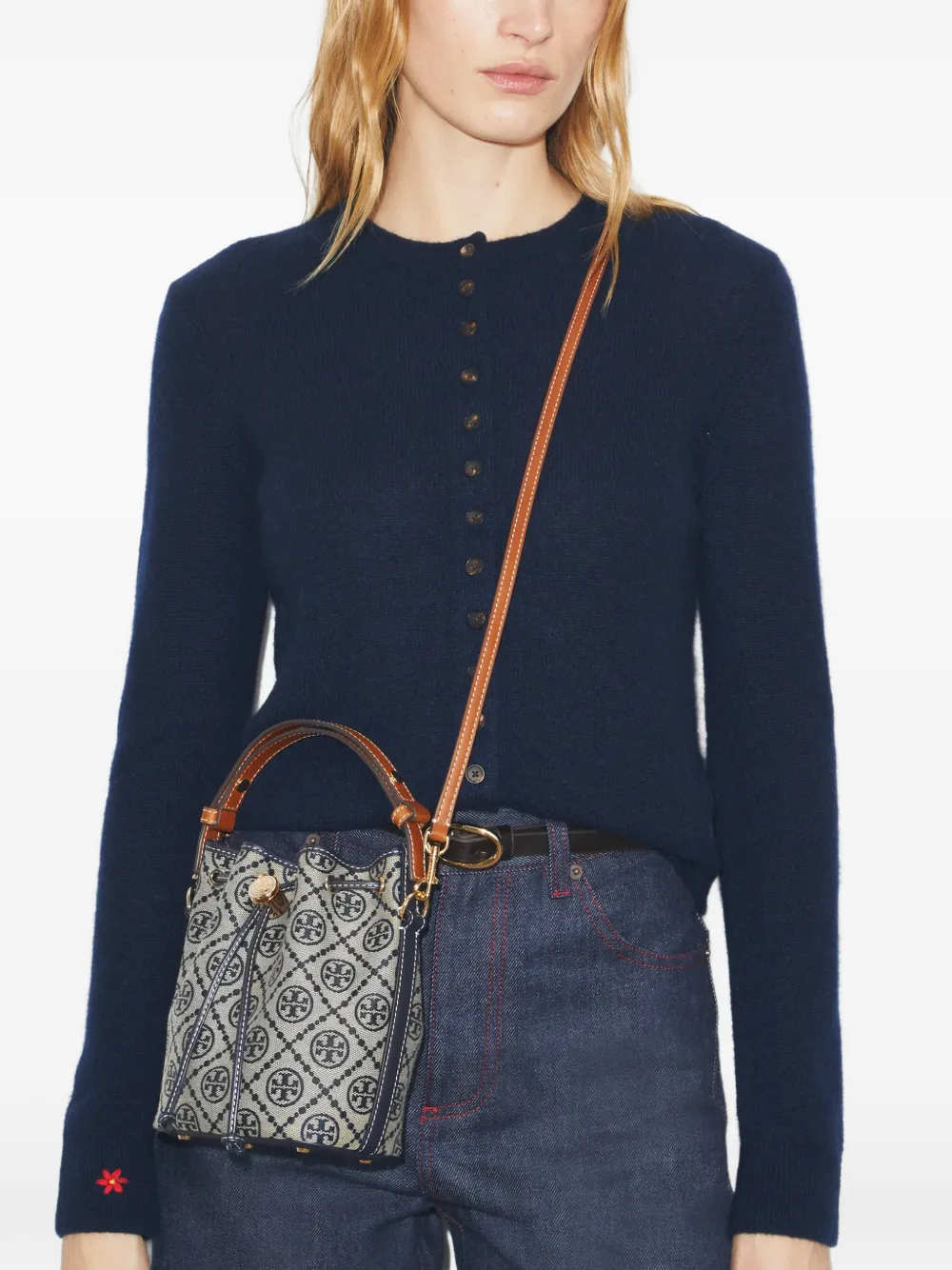 Tory Burch Monogram Mini Bucket Bag - Grey 