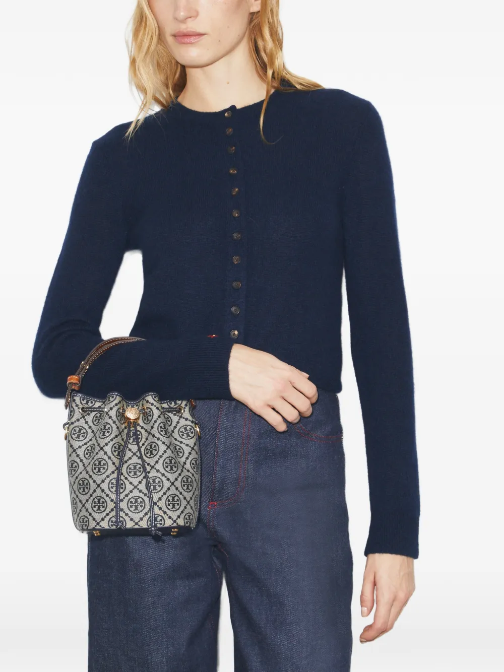  Tory Burch Monogram Mini Bucket Bag - Grey 